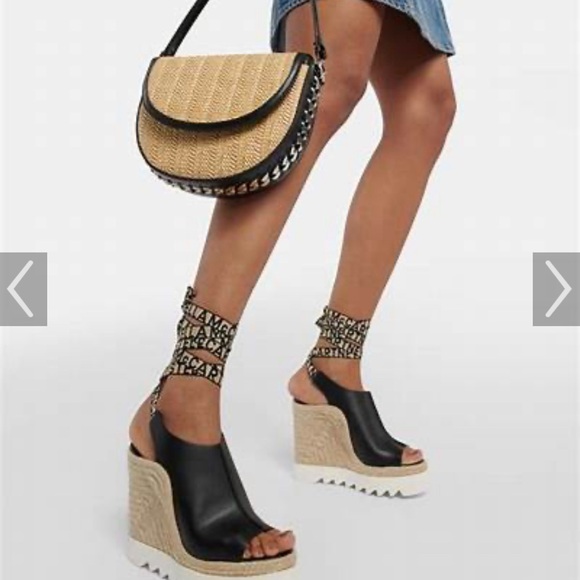 Stella McCartney Gaia Alter Mat Peeptoe Wedge Espadrilles - Picture 6 of 7